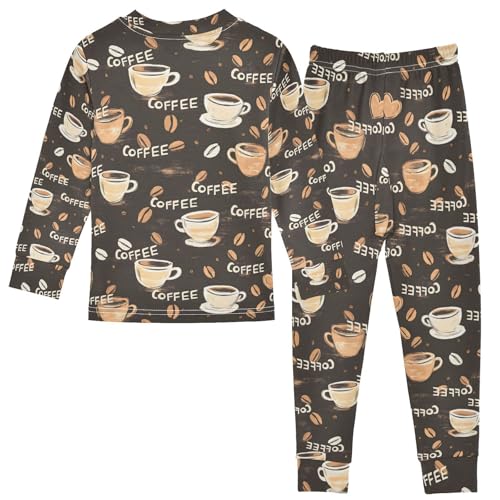 ALAZA Coffee Bean Love Pajamas Long Sleeve Sleepwear 2-Piece Pajama Set2