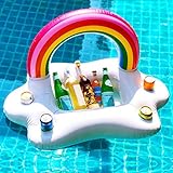 CestMall Aufblasbarer Getränkehalter Regenbogen-Wolke Getränkehalter Schwimmende Coasters für Pool Party Wasser-Spaß Strand Spielzeug mit 4 Getränk Löchern &1 rechteckiger Nut Erwachsene & Kinder