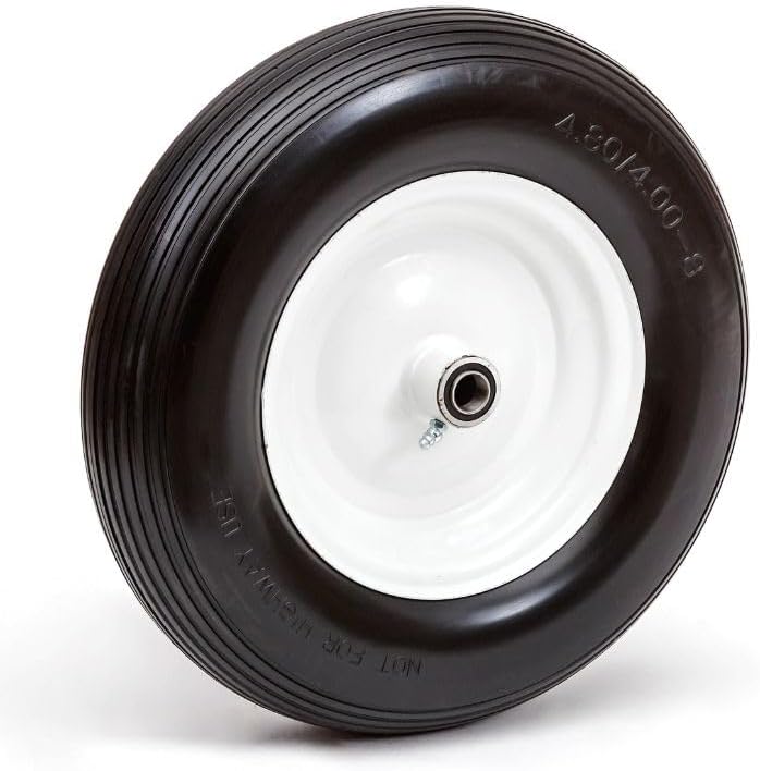 Miniatura 6 de Lapp Wheels, Neumático de carretilla de 16 pulgadas 4.80400-8 plano, rueda de repuesto para remolque, cubo blanco de 4 pulgadas, rodamientos de eje