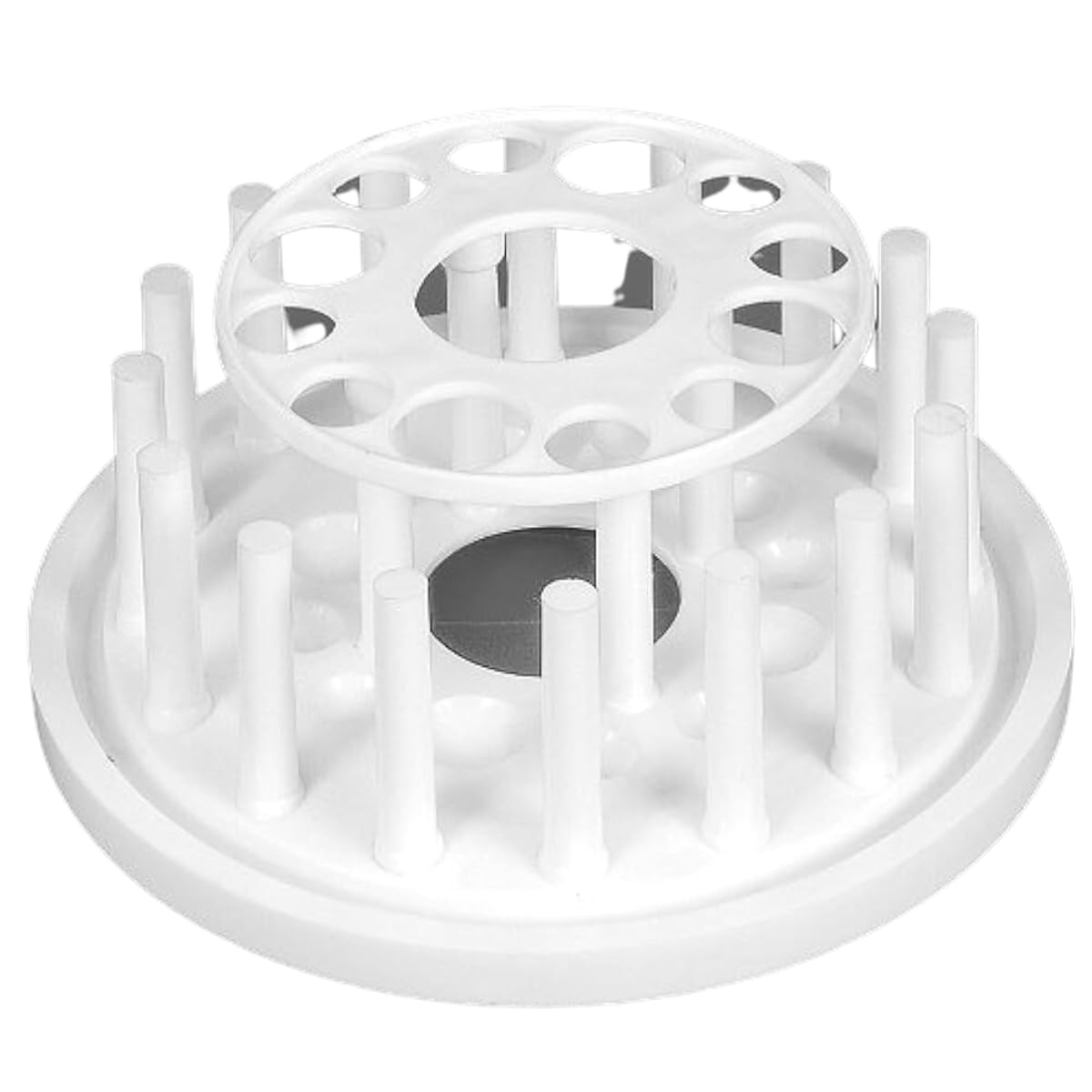 Laboratory Test Tube Rack Stand, Round, 25mm and 19mm Holes with 16 Drying Pins, White-image-49