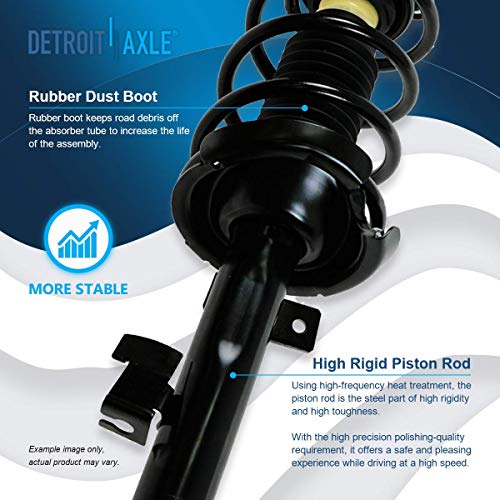 Image of Detroit Axle - 2 Front Struts for 2004-2013 Mazda 3, 2006-2010 Mazda 5 Complete Front Struts w /Coil Spring 2005 2007 2008 2009 Replacement Quick Install Ready Strut Shocks Assembly
