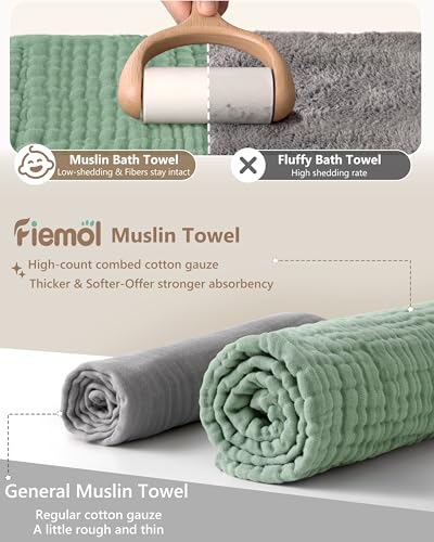 Image of Baby Bath Towels, 100% Muslin Cotton Hooded Baby Towels for Newborn, 2 Pack Baby Towels with Hood for Infant Toddler and Kids, Large 32x32Inch Unisex Bath Essentials, Soft and Absorbent