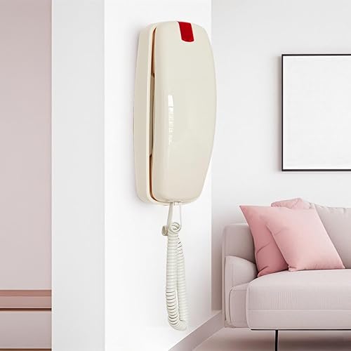 Miniatura 2 de Teléfono fijo con cable, teléfono doméstico con cable TelPal para montaje en pared, teléfono de pared con botón grande con flash, redireccional,