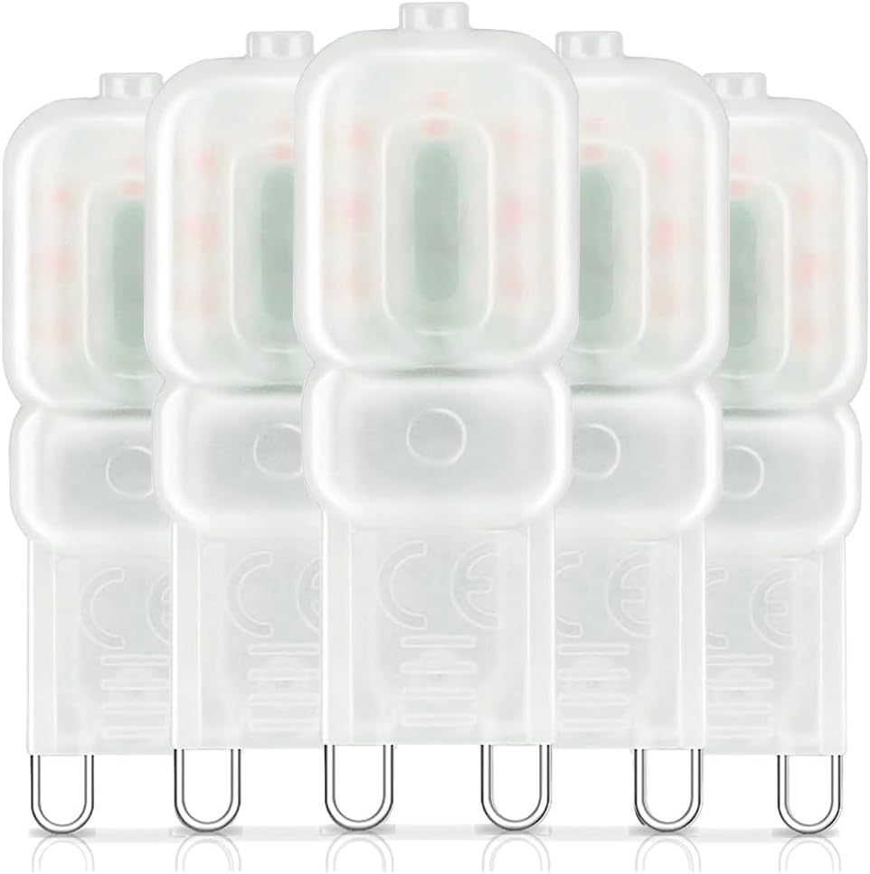 G9 LED Light Bulbs Dimmable 3W (25W Halogen lamp Replacement,Warm White 3000K, 120V AC, 360 Degree Beam Angle,Pack of 5