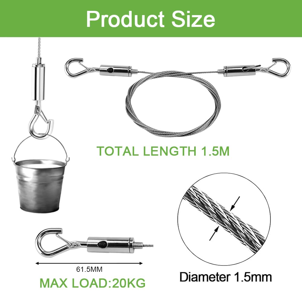 Mirror Hanging Kit Pictue Hanging Wie, 2-Pack 1m Small