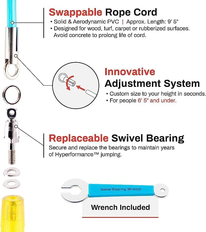 Buddy Lee 縄跳び ロープマスター イエロー ターコイズ オリジナル ボール ベアリング 縄跳び 9インチ HD プラスチッ
