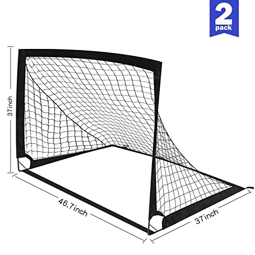Zantrech Black 2 Pack 4’ X 3’ Size Portable Kid Soccer Goals For Backyard, Indoor And Outdoor Pop Up Soccer Goals #TOP1