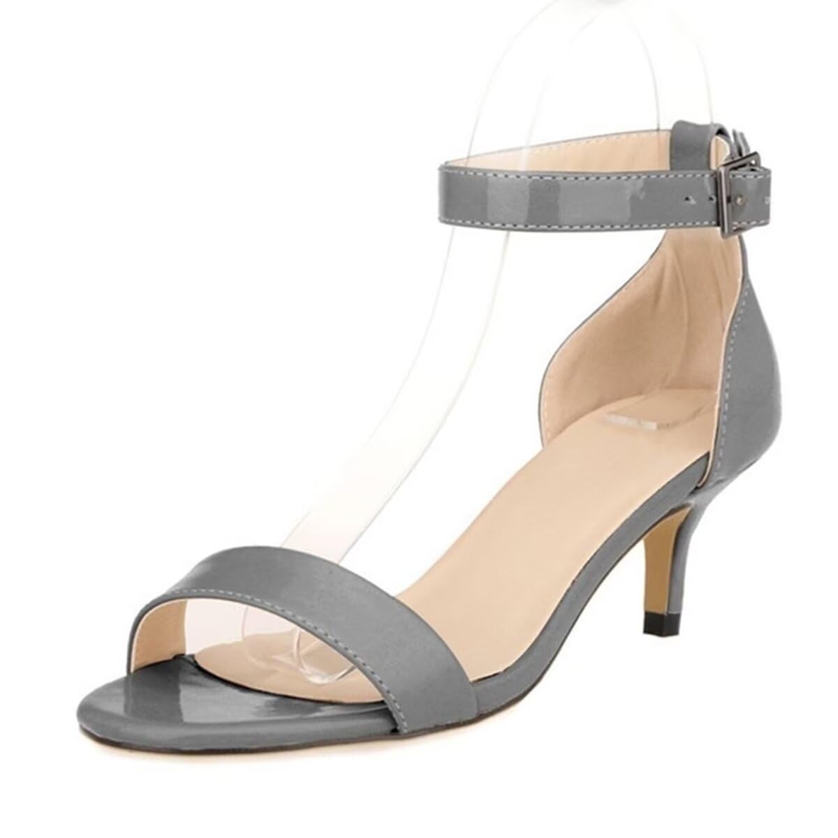 LUXINYU Women Pointed Toe High Heels Elegant Crocodile Skin Pattern Pu Leather Pumps Ankle Buckle Stiletto Fashion Wedding Dress Shoes Ladies Evening