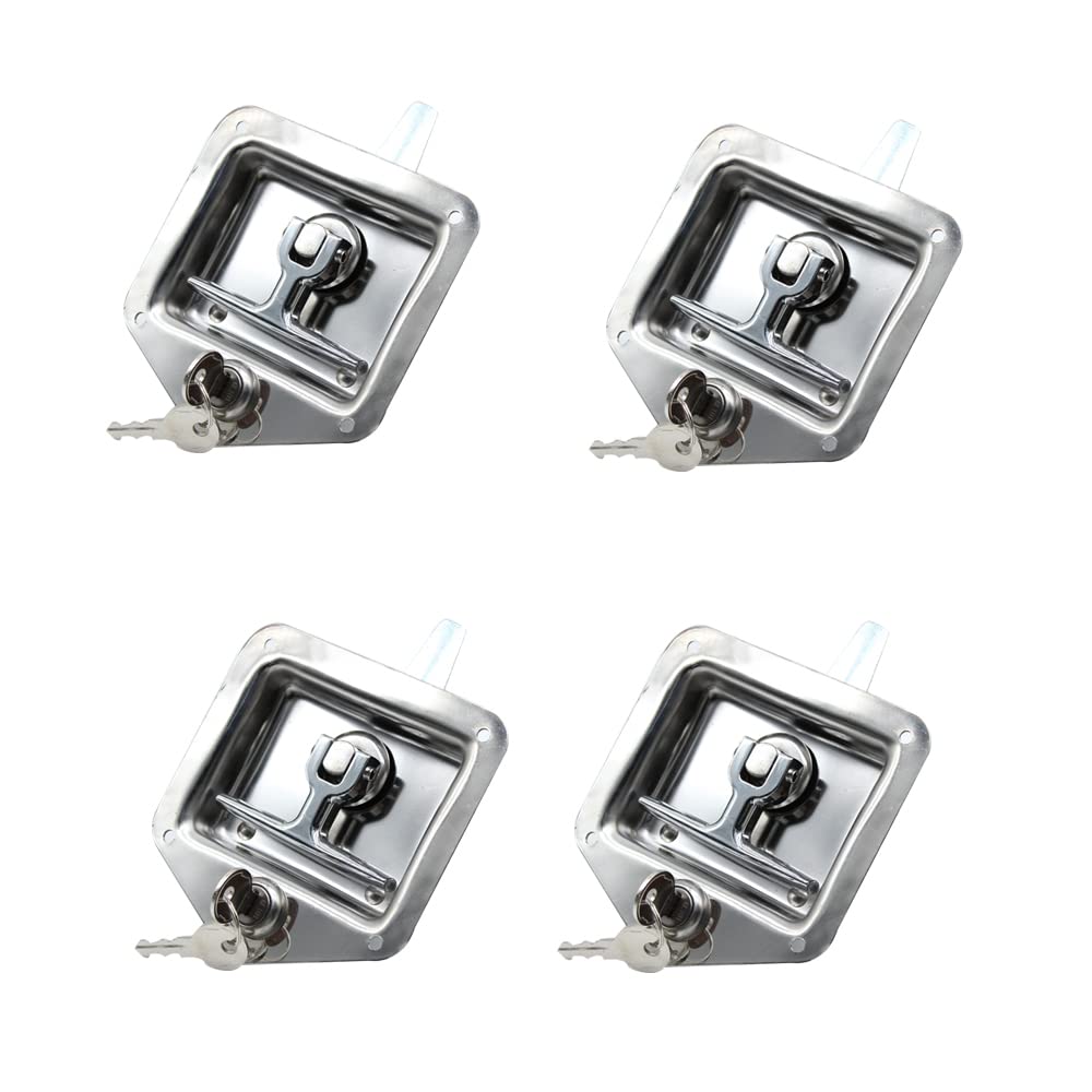 4 Serrures T Inox 304 Pour Camion Remorque Caravane Avec 8 Clés