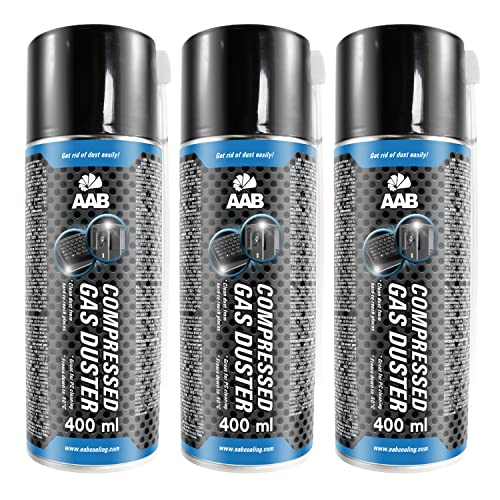 3 x AAB PC Spray Limpiador 400ml para Limpiar Teclados, Ordenadores, Copiadoras, Cámaras, Impresoras y Otros Equipos Eléctricos, Duster, Eliminación de Polvo, Aire Comprimido, Botella, Soplador