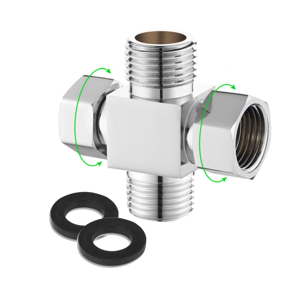 Water Diverter Fitting Adapter, Add-A-Tee G1/2" Hose Connector Adapter for Angle Valve Adapter, Shower arms, Toilet Bidet Sprayer, Hose Pipe Fittings (4 Way X3)