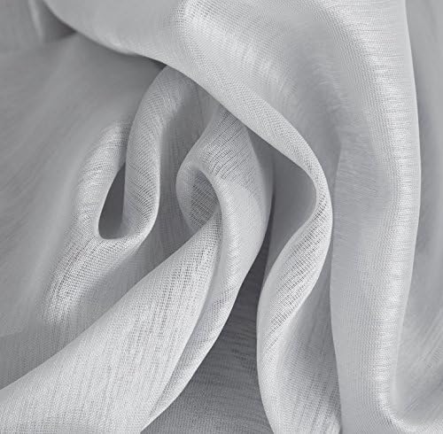 HLC.ME 2 Piece Premium Sheer Voile Window Grommet Short Curtain Valance for Bathroom & Kitchen - 54 W x 18 L inch Long - Silver Grey