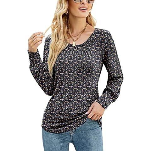 Womens Round Neck Long Sleeve Blouse Dressy Tops Cover