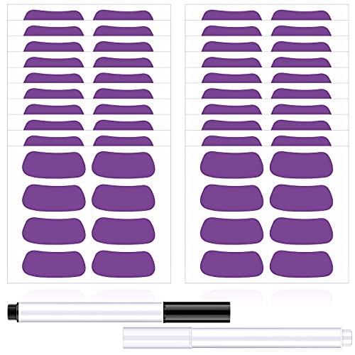 Leelosp 160 PCS Sports Eye Stickers for Baseball Football Soccer Fans Eye Black Strips for Kids Adults Team Spirit Face Sports Stickers for Game Day Lacrosse Party Supplies with 2 Pencils(Purple)