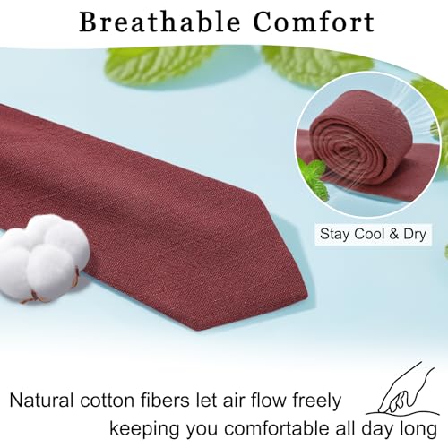 Image of Cotton Ties for Men Solid Color Skinny Tie Mens Necktie for Wedding Graduation Formal Dinner