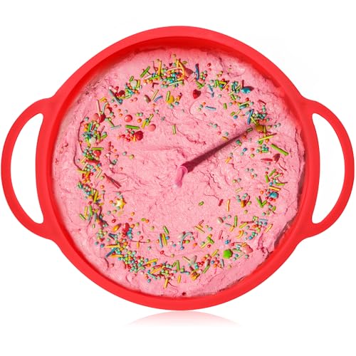 AOTASO Molde redondo de silicona antiadherente de 9 pulgadas para hornear con mango de marco reforzado de metal, sin BPA (1 unidad, rojo)