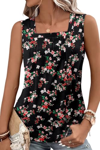 KISSMODA Womens Boho Tops for Summer Sleeveless Tanks Loose Fit Casual Blouse Daily Shirts for Leggings (S-3XL)