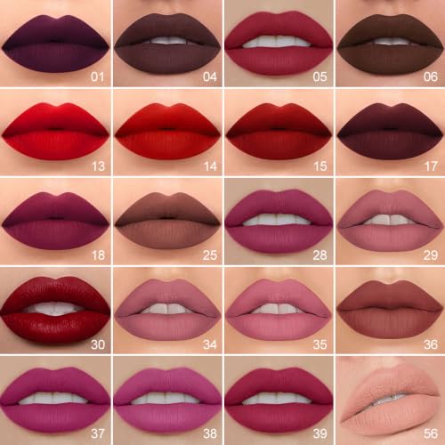 Image of evpct 1Pcs Reddish Brown Matte Lip Liner and Liquid Lipstick Stain Makeup Set for Women, Cranberry Red Long Lasting Smudge Proof Lipstick labiales matte mate larga duracion listip 24 hours originales