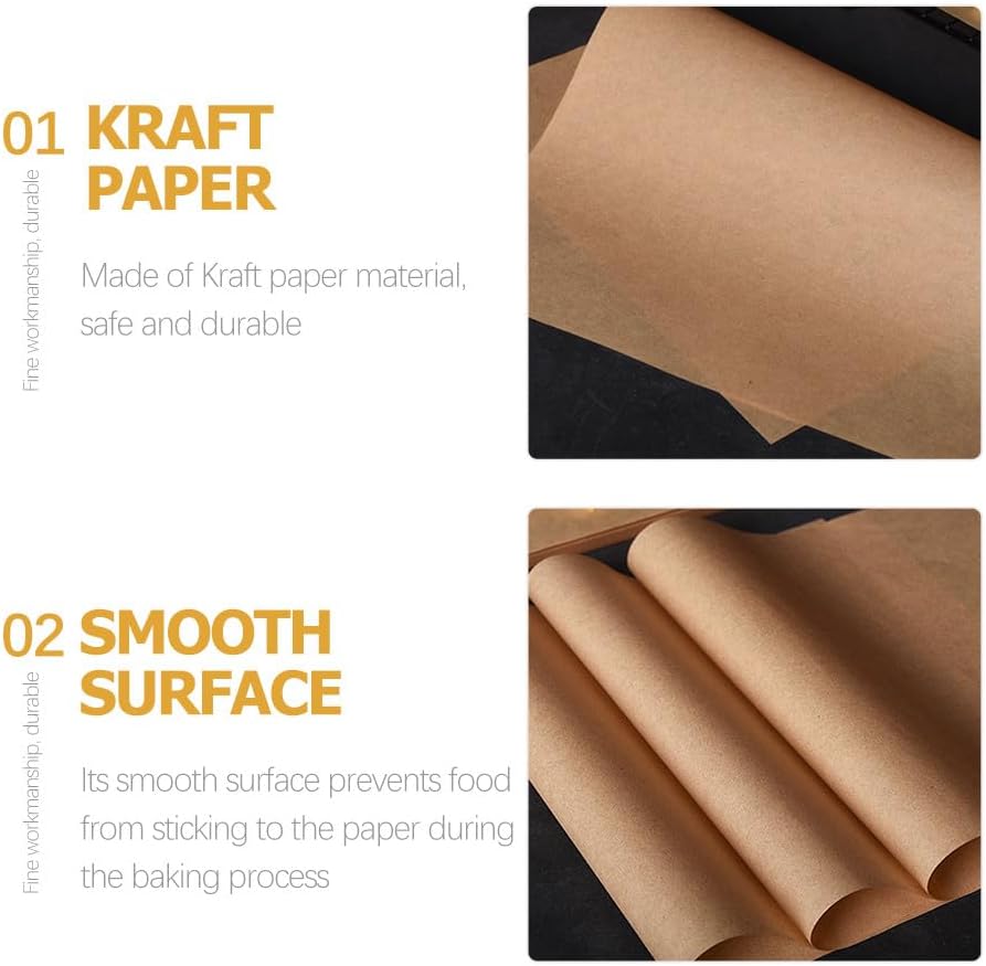 VALICLUD 100pcs Parchment Paper Baking Sheets Non-stick Greaseproof Paper for Baking, Cooking, Grilling（40x40cm）