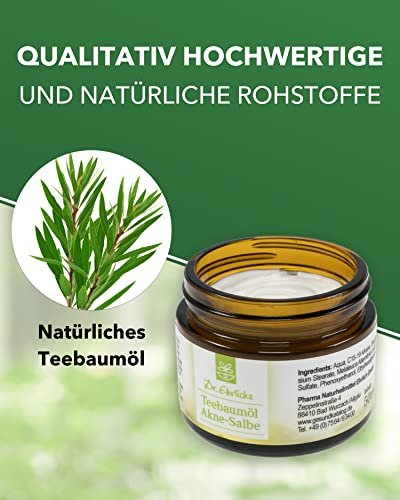 Dr. Ehrlichs Gesundkatalog Akne Salbe mit Teebaumöl - naturreine Anti-Pickel-Creme - antibakterielle Gesichtscreme für unreine Haut - 50 ml