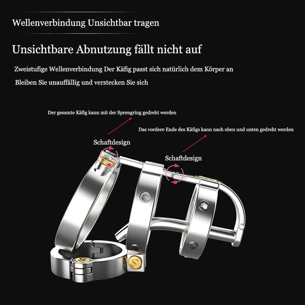 2023 Neu Edelstahl Peniskäfig Keuschheitskäfig Atmungsaktiver Chastity Cage BDSM Keuschheitsgürtel Penis Käfig Bondage Keuschheit Sexspielzeug für Männer Guspiun (50mm)