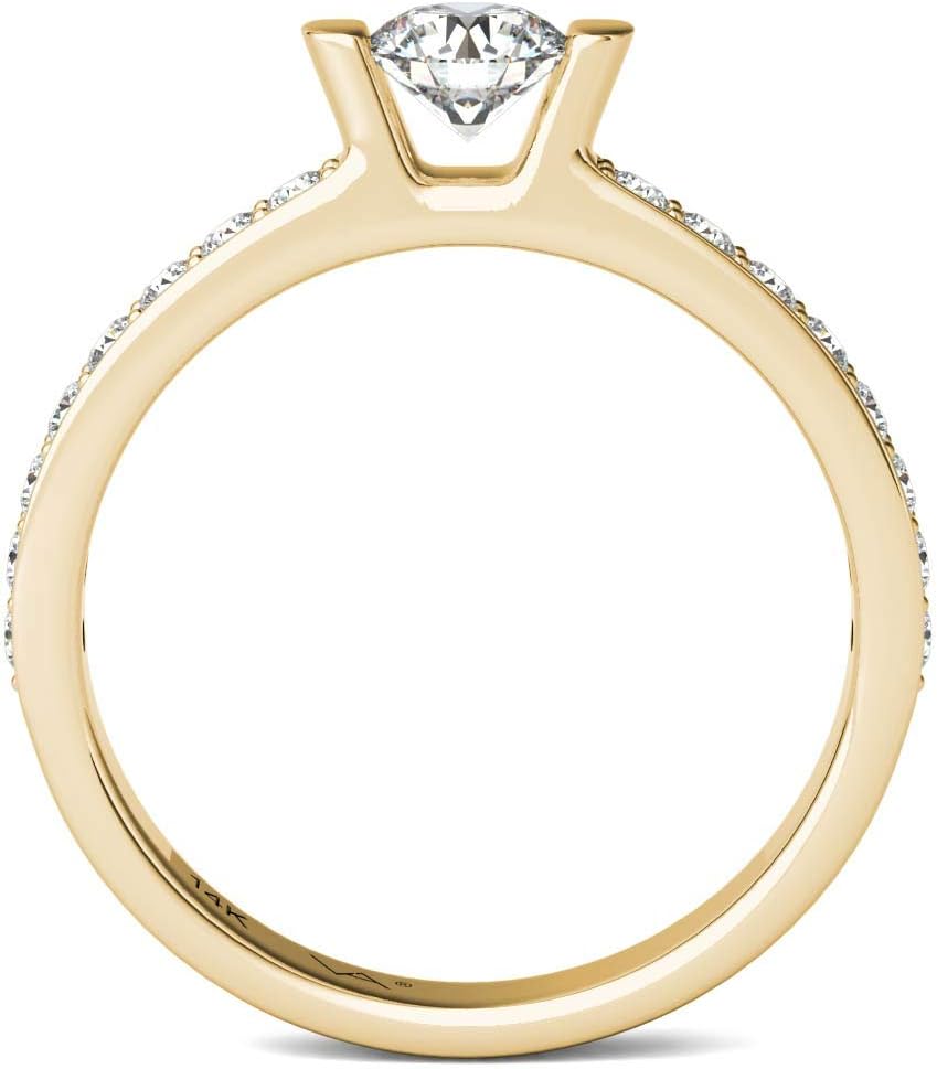 GIA Certified Natural Diamonds Engagement Ring for Women D-E Color VVS2-I2 Clarity 14K Yellow Gold 3/4 Ctw