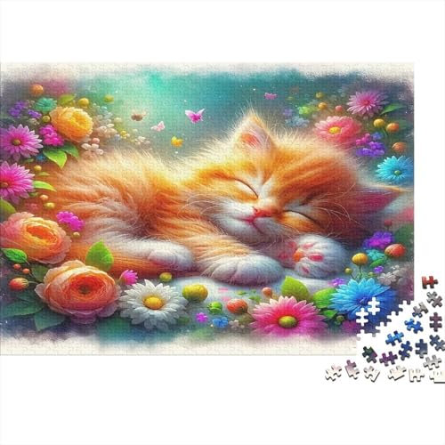 Puzzle de 1000 piezas de gato para adultos, ideal para tardes de relax en el jardín familiar