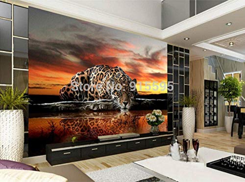 Papier peint 3D stéréo léopard mural au format XXL 400x280 cm
