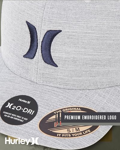 Image of Hurley Mens Baseball Cap - Moisture Wicking Curved Brim Flexfit Fitted Hats for Men with H2O-Dri Sweatband (Sizes: S-XL)
