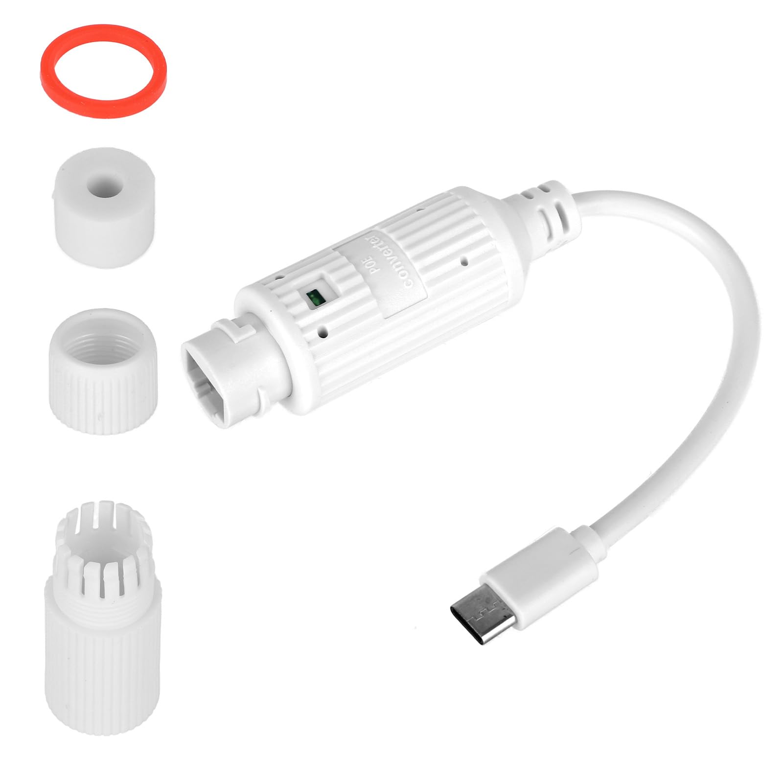 BTFO POE to USB C Power Converter, Type-C POE Splitter with 2pcs Accessories 1 Washer & 1 Data Cable Holder Waterproof Kit for Security Cameras Tablets Smartphones and Smart Devices-image-1
