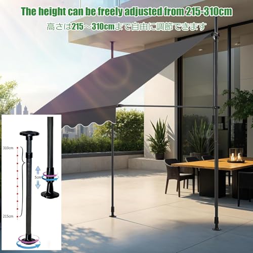 Toldo manual retráctil ajustable con protección UV para sombra en terraza, jardín y balcón 7