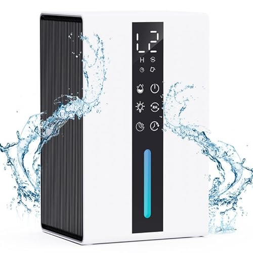 1800ML Dehumidifiers for Home with 6/12/24/36/48H Timer, Auto Off, Automatic Humidity Control (≥50% RH), Quiet Dehumidifier for Bedroom, Drying Clothes, Touch Control,7 Colour Light, Energy Saving