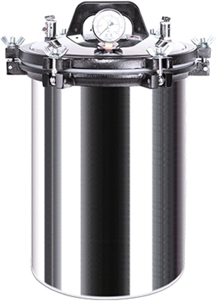 Máquina esterilizadora de autoclave, portátil, a presión, de acero inoxidable, equipo de laboratorio, prevención de quemaduras en seco, autoclave vertical de tres válvulas (color: 24 l)