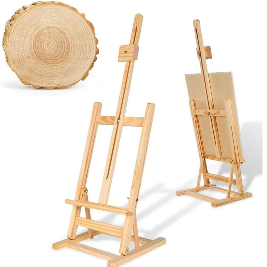 Art Ranger 38 Inch Tabletop Pinewood H-Frame Studio Easel - Artists Adjustable Pinewood Painting and Display Easel, Hold Canvas Up to 32 inches