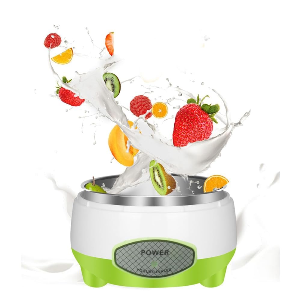 Yogurt Maker, Greek Yogurt Maker Machine, 15W Automatic Yogurt Maker with Stainless Steel Inner Pot, Cheese Maker, Household Fruit Wine Maker, Durable DIY Breakfast, Home Use (Green)