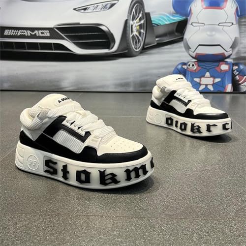 Men's Platform Skate Shoes Breathable Mesh Sneakers Elastic Band Design for Casual Walking & Hiking3