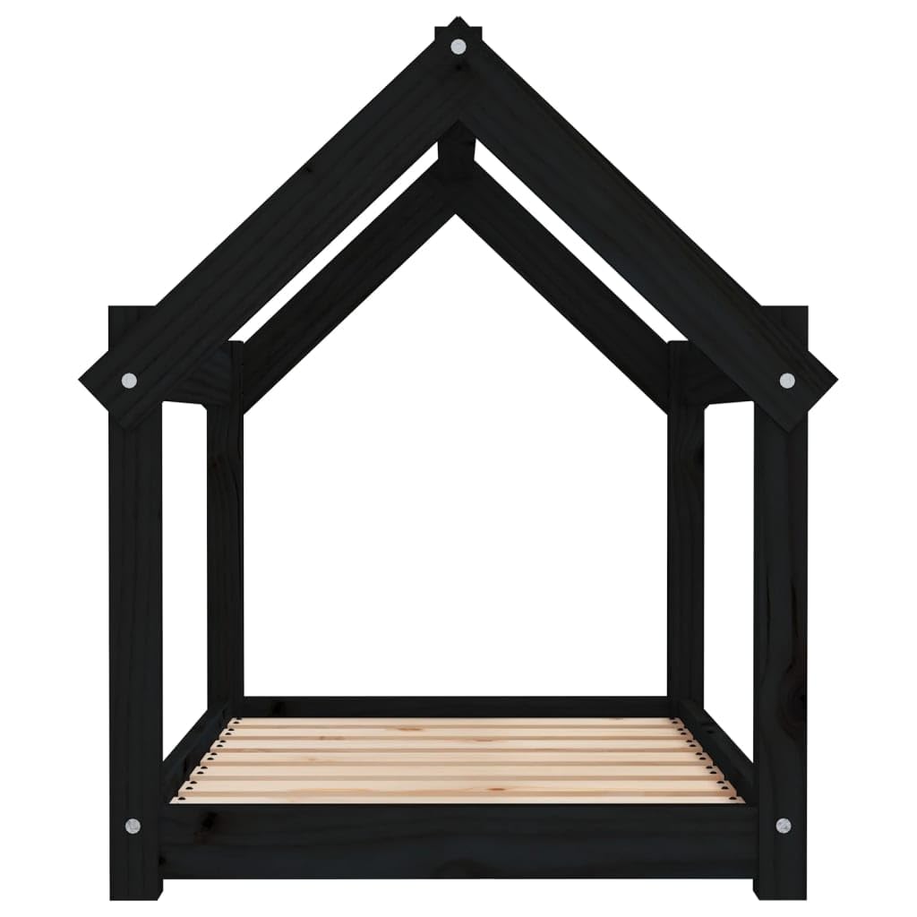 Artykuły dla zwierząt legowisko dla psa czarne 81 x 60 x 70 cm lite drewno sosnowe zwierzęta i artykuły dla zwierząt domowych