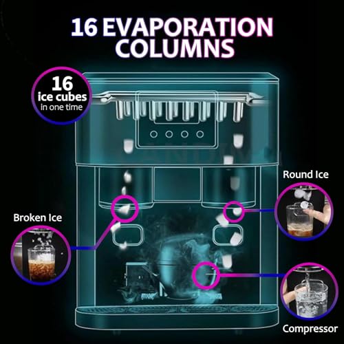 8L Automatic Ice Maker & Water Dispenser, Touch Control Countertop Machine, 18Kg/24h Bullet Ice Production, Fast Cooling for Home & Kitchen Use