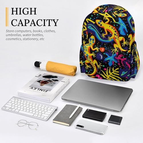 16 Inch Backpack Yellow Lizard Geckos Laptop Backpack School Bookbag Shoulder Bag Casual Daypack4