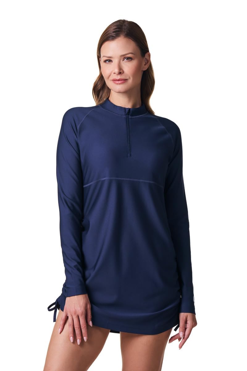 Women's Ruche Long Sleeve Swim Shirt - UPF 50+ Sun Protection - Lawai