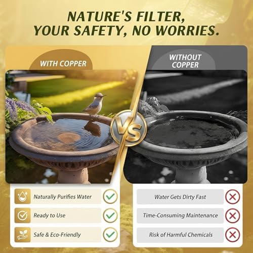 3.94 Inch Reinforced 99.9% Copper Bird Bath Purification Disk with Stable 3-Point Design, Copper Disc for Clean Birdbath Water, Garden Accessory Style 1 - 1