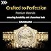 Halukakah Diamonds Gold Watch Iced Out for Boy Teens Kids - 18K Real Gold Plated, Arabic Numerals Round Dial, Japanese Quartz - 7.7