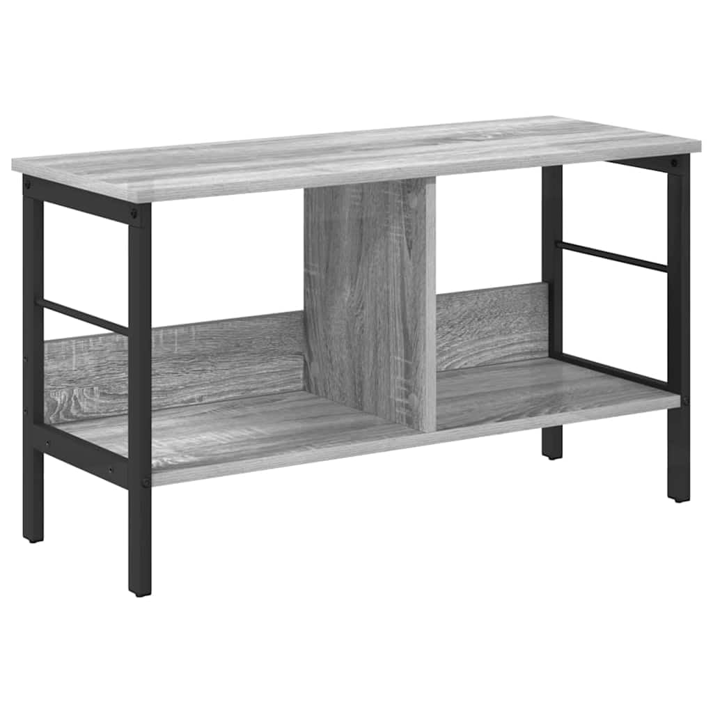 Libreria a 2 Livelli Stile Industriale 82x32x47 cm Grigio Sonoma | Scaffale autoportante con mensole grigie e struttura in acciaio per soggiorno e studio. Piedi regolabili inclusi.