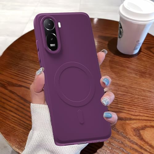 Image of Pikkme Back Cover for Redmi A7 Pro /Poco C85x 5G Soft Matte Silicone Mag-Safe Design (Mag-Safe Not Support) Camera Protection | Slim Fit Bumper Cover (Purple)