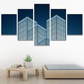 SIGNWIN 5 Panel Canvas Wall Art Abstract Architecture...