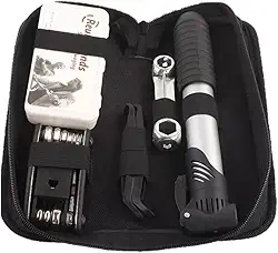 Kit de Ferramentas para Bike 16 em 1 com Bomba, Chave e Bolsa Quadro – Completo para Reparo de Pneus e Ajustes Rápidos