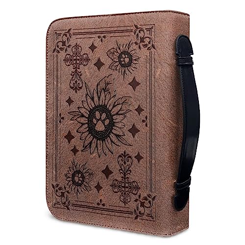 Image of Talayituse Bible Covers for Women Men PU Leather Bible Case Bible Bag Tote Book Carrying Case Christian Bible Accessories, Brown Trust in the Lord, Large