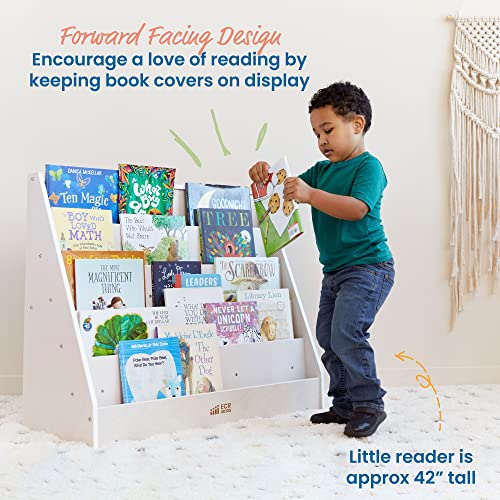ECR4Kids Single-Sided Book Display, Classroom Bookshelf, White Wash - Thumbnail 4