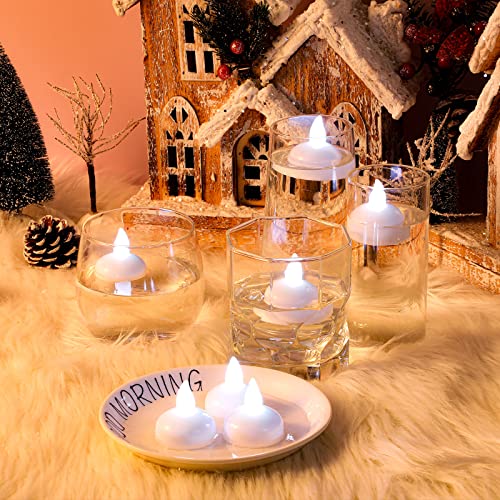 Image of Honoson 36 Pack 1.6 inch Flameless Led Floating Candles Waterproof Tealights Battery Operated Flickering Floating Candles for Wedding Centerpieces Pool Bath Party Anniversary Spa Home Decor(White Light)