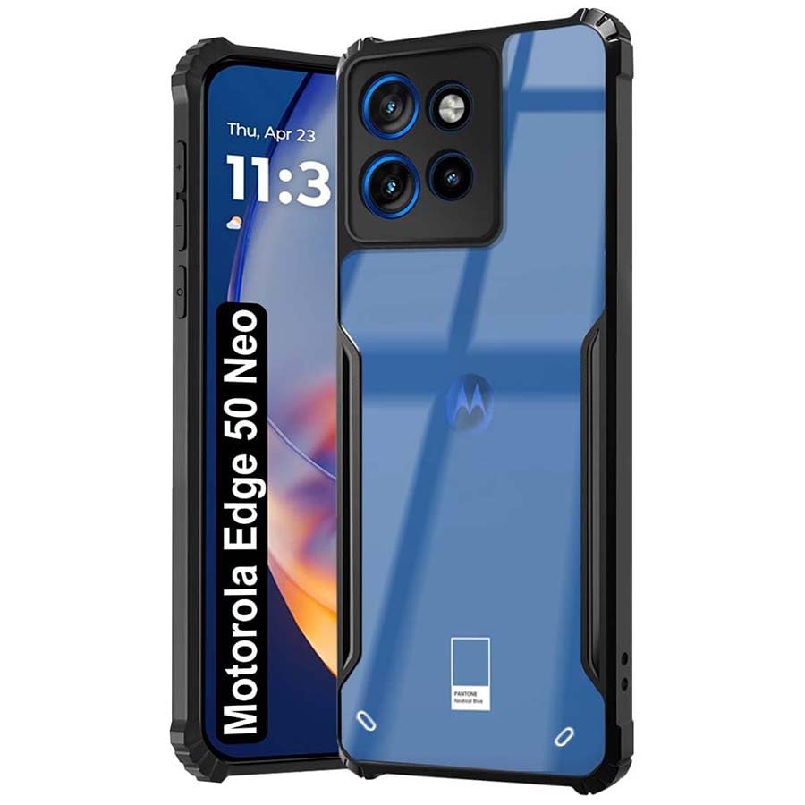 Fashionury Shockproof Crystal Clear Back Cover Case for Motorola Edge 50 Neo 5G | Protective Design | 360 Degree Protection | Transparent Back Cover Motorola Edge 50 Neo 5G (Black Bumper) (B0DHKBM77G) Amazon Price History, Amazon Price Tracker